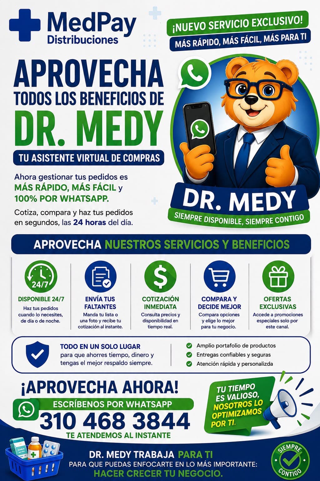 MedPay Distribuciones - Dr. Medy, tu asistente virtual de compras por WhatsApp